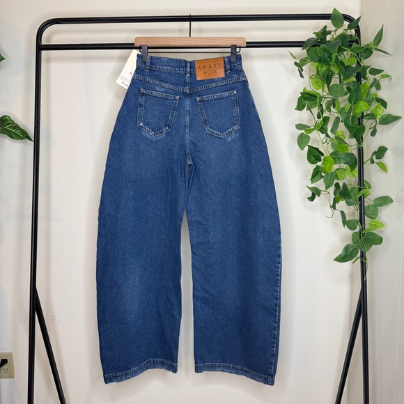 NWT A.W.A.K.E. Mode Recycled Rounded Jeans Barrel Leg size 36 FR NEW - Picture 3 of 16